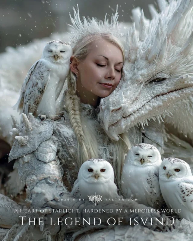 Dark fantasy character: Before the vengeance, before the frost claimed her voice - Isvind was still someone who could love.The model behind the legend @icewyrd embodies Isvind with a presence that goes beyond art. She carries the power, the stillness, the strength, and the untamed grace of a woman forged by ice and magic. It is an honor to have her bring this character to life.The Ice Witches taught Isvind to silence her heart. But the creatures of the North never listened to that lesson. The snow owls came first, drawn to her warmth when everything else was frozen. Then the dragon, ancient, pale, patient - who curled around her like a promise that the cold would never touch her again.In the frozen wastes, she found what the south had taken from her: a family that never flinched.In Aereathor’s North, ice dragons do not bond through force. They bond through stillness. Only those who have survived true loss carry the silence a dragon recognizes.What would you protect with everything you have - even if the world calls you a monster for it?📖 DE/AT/CH: Die ganze Geschichte bald auf Deutsch - Link in Bio
🌍 Global: Enter Aereathor at darkelf.com#icedragon #cinematicfantasy #fantasyworldbuilding #legendofvaltyr #darkfantasy